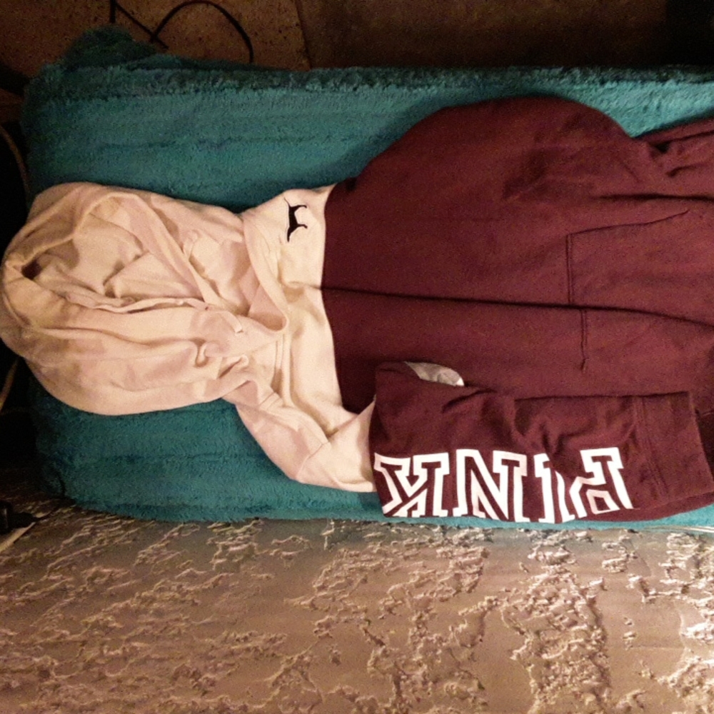 Medium Victoria's secret "pink" maroon and white hoodie